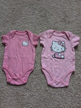Hello Kitty Pink Baby One-Piece Bodysuit - Cute Short Sleeve